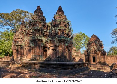 Prasat Banteay Srei Khmer temple at Angkor Thom is popular tourist attraction, Angkor Wat Archaeological Park in Siem Reap, Cambodia UNESCO World Heritage Site - Shutterstock ID 1713714262