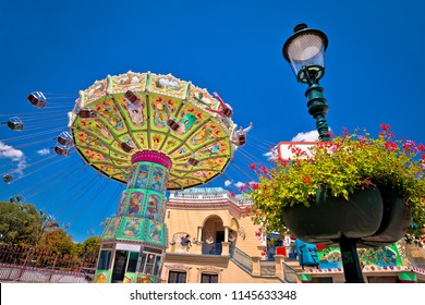 Prater fun park carousel in Vienna view, capital of Austria