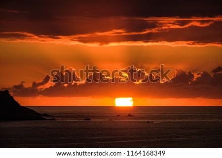 Prawle Point, Devon/ UK - August 25th 2018: Sunrise at Prawle Point, on the South Devon coastal footpath, this is Devon's most southerly tip.