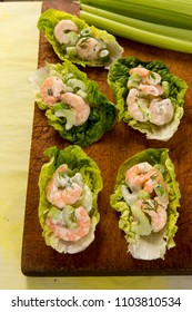 Prawn, Celery, Scallions Salad Lettuce Cups