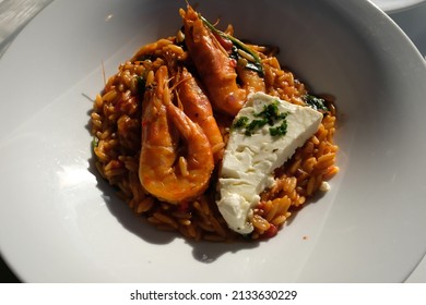 Prawn Risotto With Feta Cheese