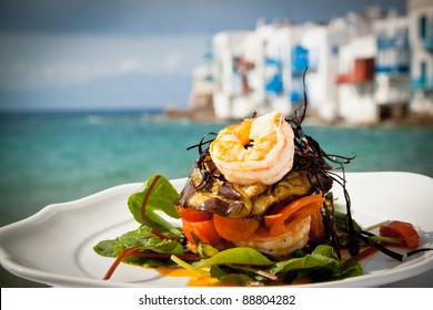 A Prawn Starter At A Seaside Restaurant In Greece.