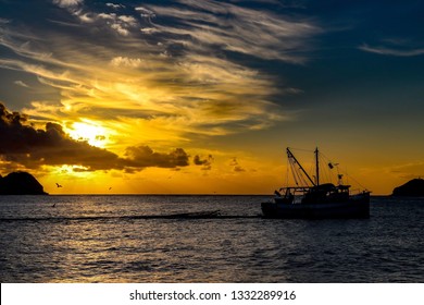 Prawn Trawler In The Sunrise.