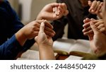 Pray with faith, beliefs, religious ideas and belief in God. 