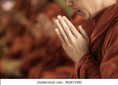 pray of monks on ceremony of buddhist in Thailand