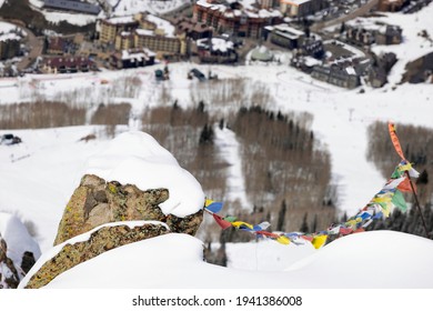 Prayer Flags Over Ski Town Crested Butte