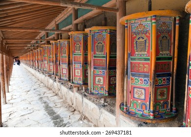 Prayer wheel around Labrang Monastery - Xiahe, Gannan, Gansu - china
