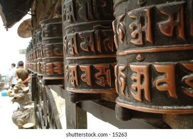 Prayer Wheels in Kathmandu, Nepal