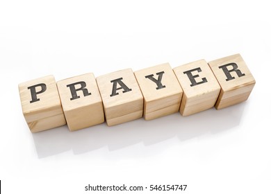 PRAYER Word Made With Building Blocks Isolated On White