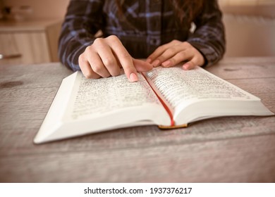 Prayer Young Woman Reading Holy Bible
