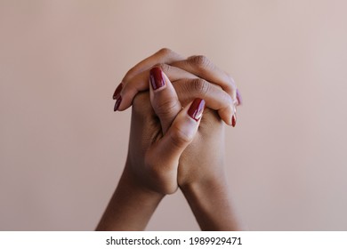 Praying hands gesture holding together