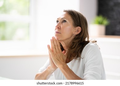 Praying Religious Woman. Christian Prayer Seeking God