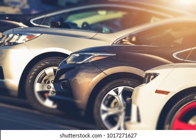 Pre Owned Vehicles For Sale in Stock. Used Cars on Dealership Lot. Automotive Industry. - Shutterstock ID 1017271627