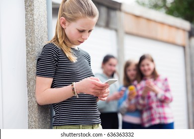 Pre Teen Girl Being Bullied By Text Message