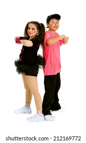 Pre Teen Kids In Hip Hop Duet With Recital Costume And Makeup