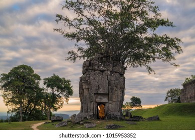 Preah Vihear Temple With Monk