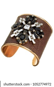 Precious Gem And Gold Cuff Bracelet