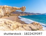 Precious rock on the Playa los Escullos in the natural park of Cabo de Gata, Nijar, Andalucia. Spain, Mediterranean Sea