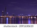 Precise focus of beautiful night view of Seoul, South Korea