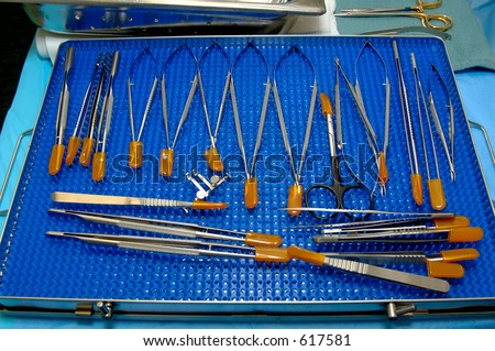 Precision microvascular surgery instruments for working under the microscope. Focus is the top row of tools (12MP camera).