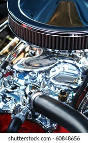 Precision Muscle Car Engine That Produce Intense Horsepower And Incredible Speed. Used In Race Cars And Automotive Show Cars.