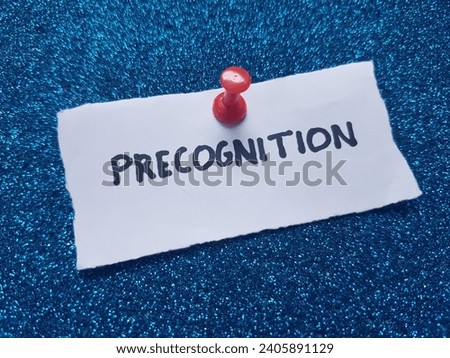 Precognition text on blue background.