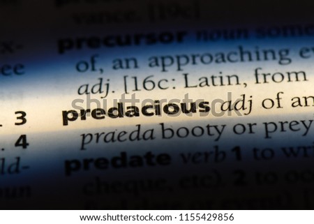 predacious word in a dictionary. predacious concept.