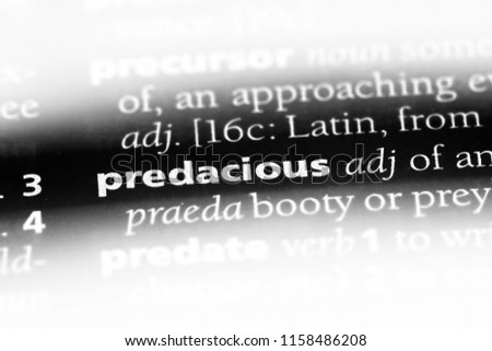 predacious word in a dictionary. predacious concept.