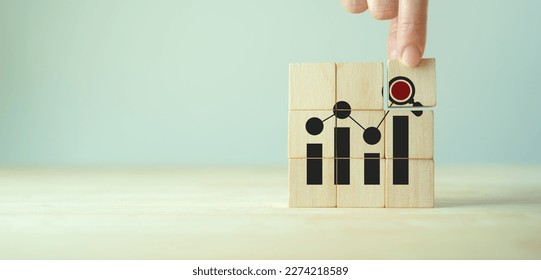Predictive analytics, data visualization,   business forecasting concept. Data analytics for continuous improvement and business development. Predictions about future outcomes and performance.