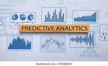 Predictive Analytics text with a financial graphs.