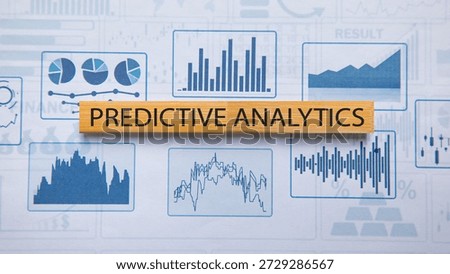 Predictive Analytics text with a financial graphs.