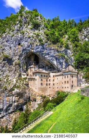 Predjama Castle, Slovenia. Famous 12th century, largest cave castle in the world, natural slovenian travel backround in Postojna.