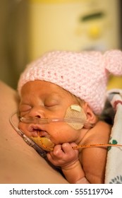 Preemie Baby Girl Gets Some Skin To Skin With Her Dad In The Nicu