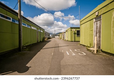 Prefabricated buildings in a British Army base.