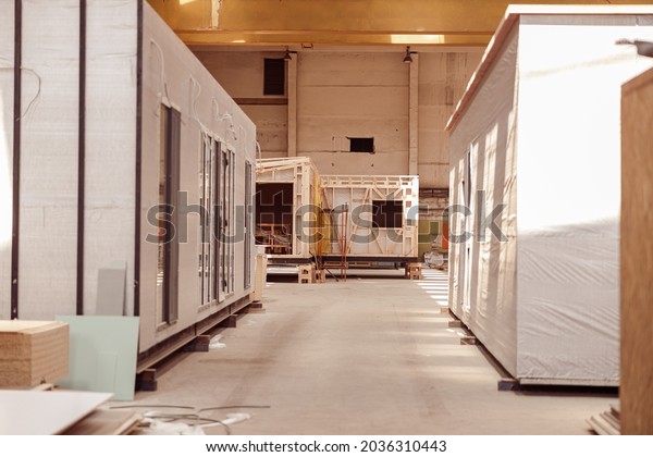Prefabricated container houses in building\
under\
construction