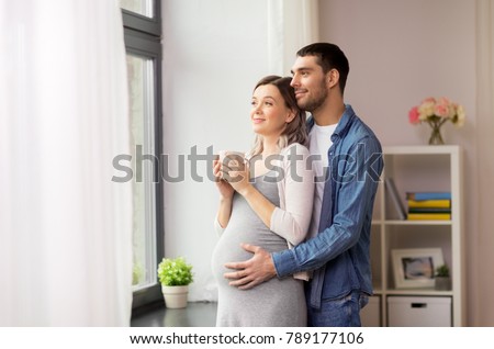 Similar – Image, Stock Photo Happy pregnant woman hugging her stomach