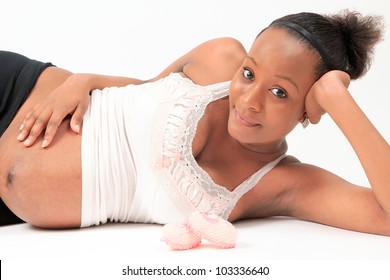 pregnant African black woman metisse isolated beautiful