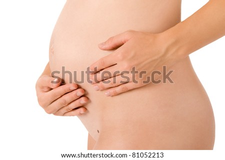 Similar – Image, Stock Photo Top view of hands massaging female abdomen