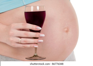 Pregnant Belly Wine Isolated Over White Stock Photo Edit Now 86776348