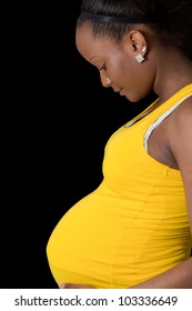 pregnant black African woman  metisse isolated beautiful