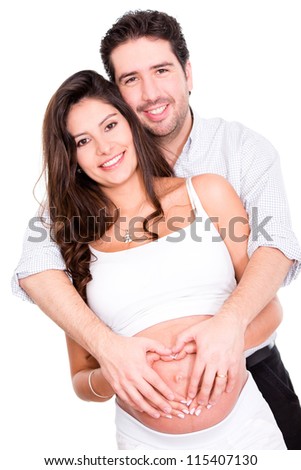 Similar – Image, Stock Photo Happy pregnant woman hugging her stomach