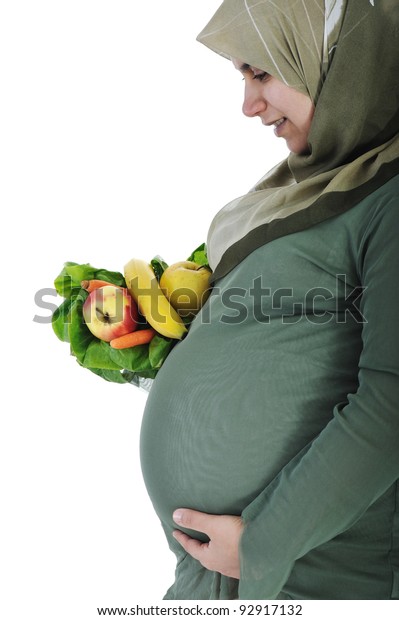 Pregnant Muslim Woman Healthy Food Stock Photo (Edit Now) 92917132