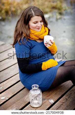 Similar – Foto Bild Herbst am blauen See Steg