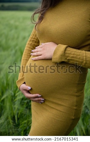 Similar – Foto Bild Schwangere Frau, die ihren Bauch streichelt.