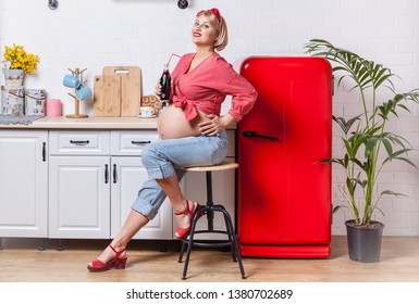 Pregnant Woman Drinking sweet unhealthy carbonated drink