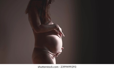 pregnant woman. health pregnancy motherhood procreation concept. close-up belly indoors of a pregnant woman. woman waiting for a newborn baby. pregnant woman holding her belly sunlight - Powered by Shutterstock