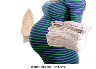 Pregnant Woman Holding Diapers