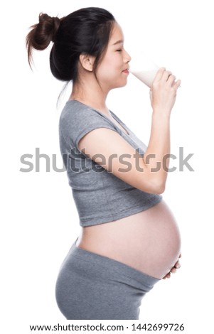 Similar – Image, Stock Photo Pregnant woman and little daughter in the rustic kitchen