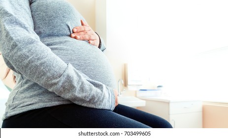 Pregnant woman at the hospital for a prenatal checkup