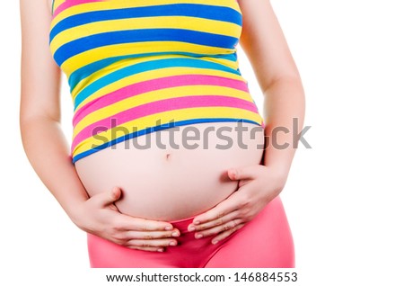 pregnant woman isolated on white background